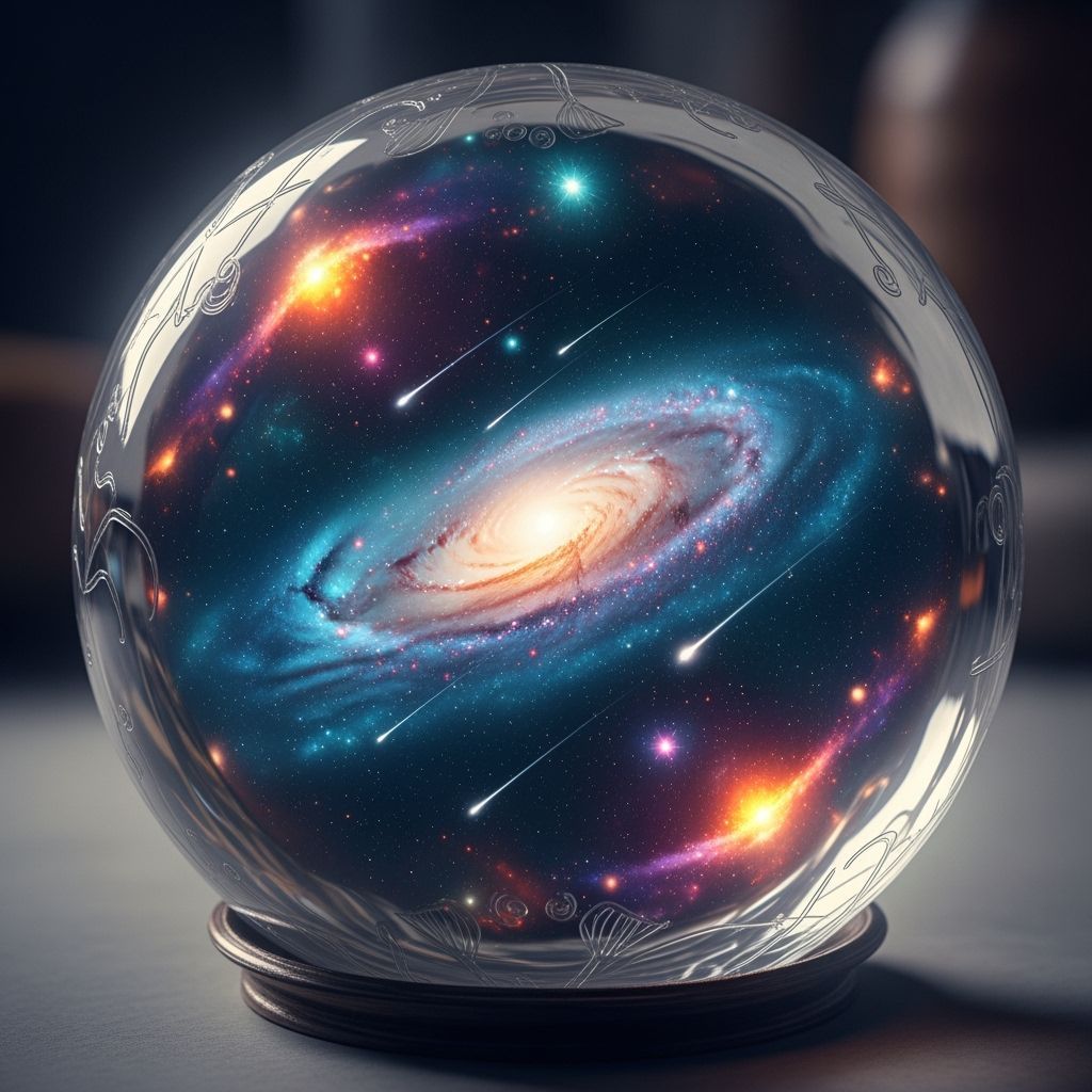 Galaxy in Glass Globe with Shooting Stars: Matte Painting