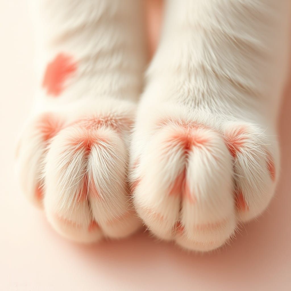 Cat Paws in White, Red, and Rose Hues