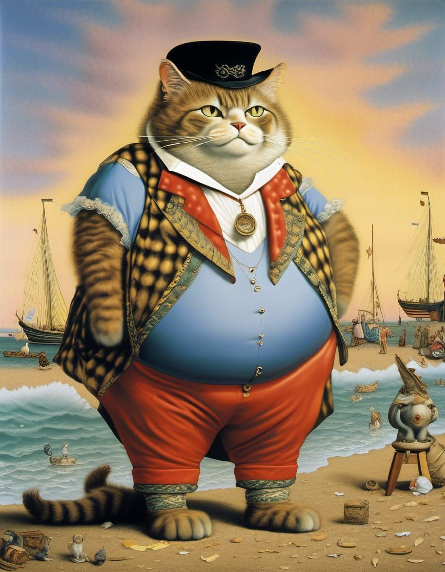 Fat Cat on Beach: Surreal Wildlife Photography