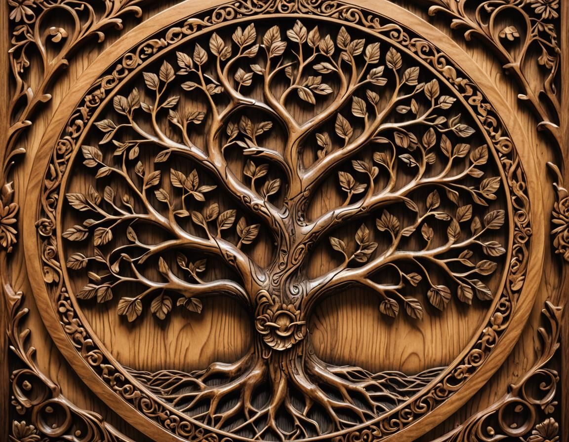 Majestic Tree of Life Carving in Fine-Art Photography