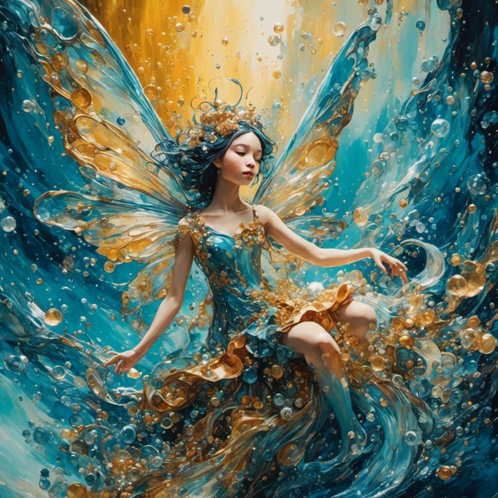 Acrylic Paint Pour Fairy in Lucid Dream Style