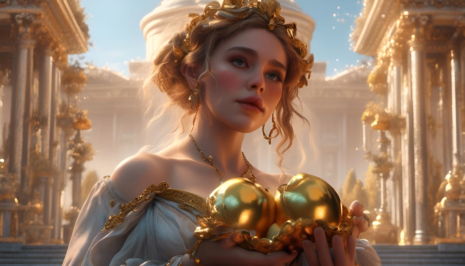 Greek godness Aphrodite with golden apples