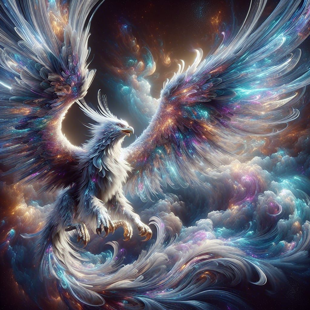 Ethereal Griffin in Cosmic Splendor