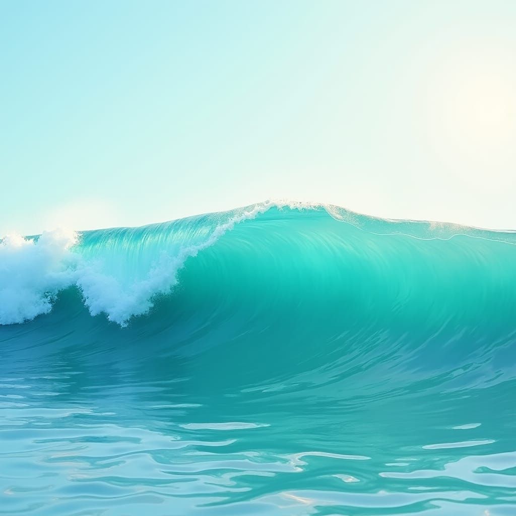 Turquoise Ocean Wave in Impressionist Style