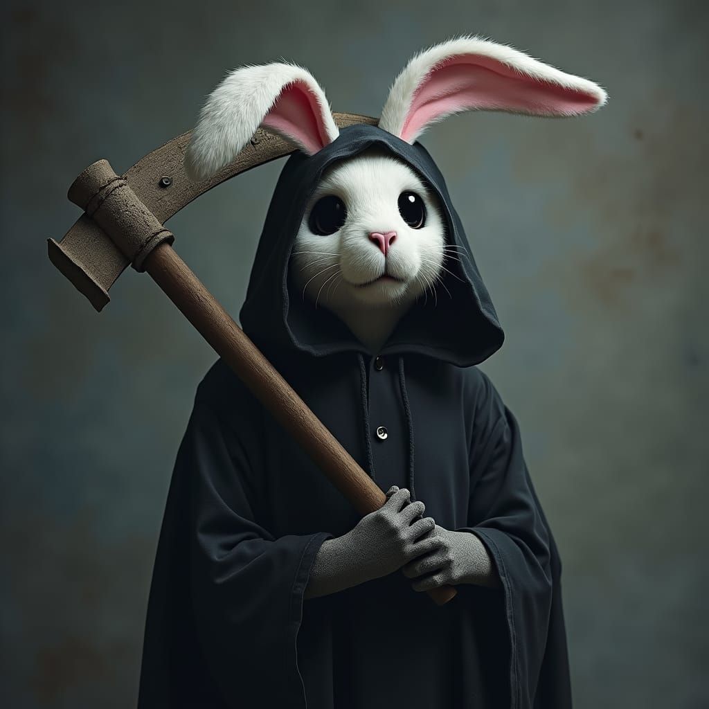 Grim Reaper as Bunny: AI-Generated Image