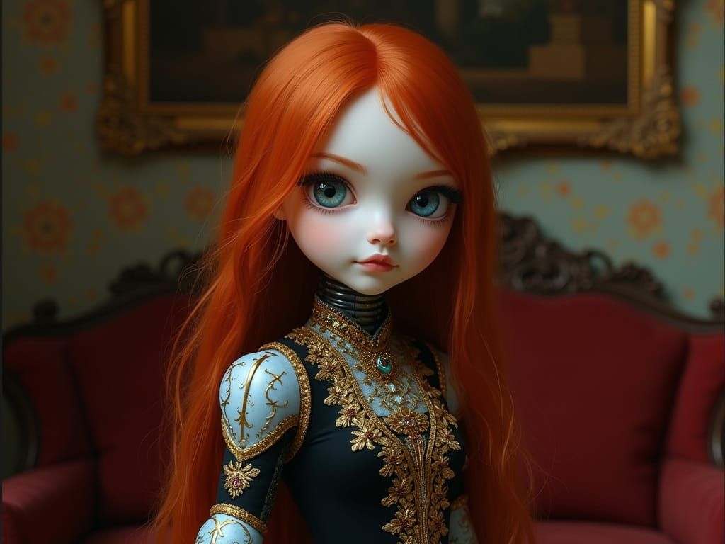 Petite Android Girl in Elegant Victorian Setting
