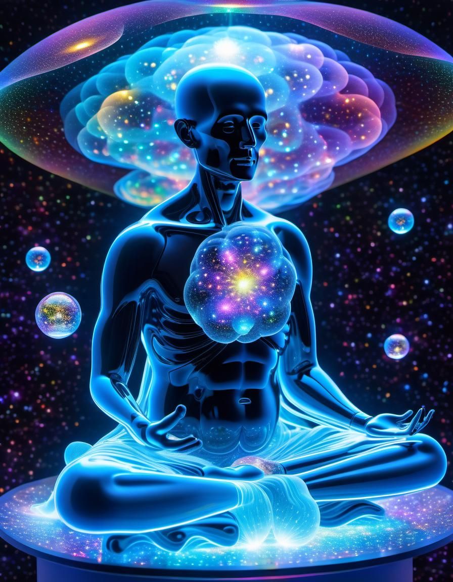 Holographic Guru in Zazen Amidst Nebulae