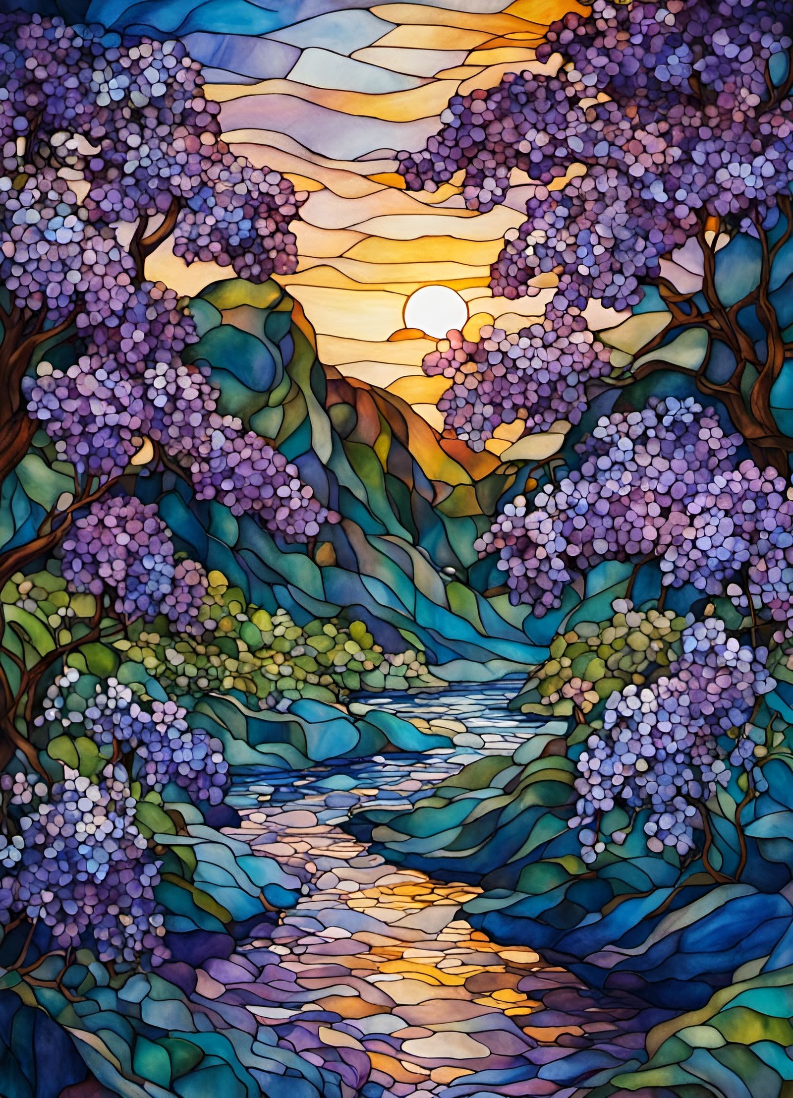 Magical River Landscape in Alcohol Ink Stained Glass