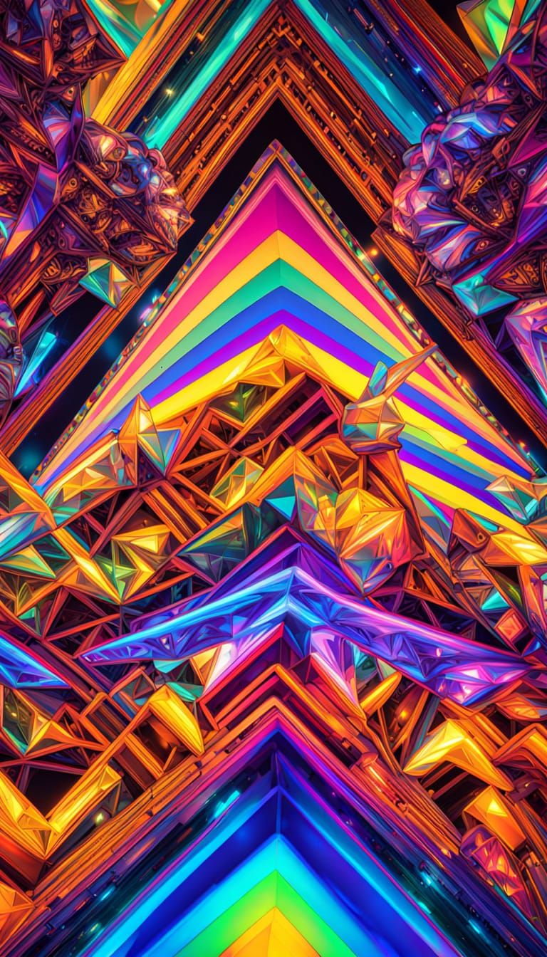 Infinite Rainbow Gridwork in Vibrant 3D Color and Texture