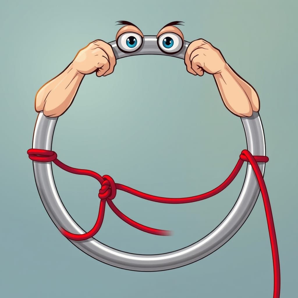 Cartoon Muscular Hula Hoop with Eyes and Arms in Vein