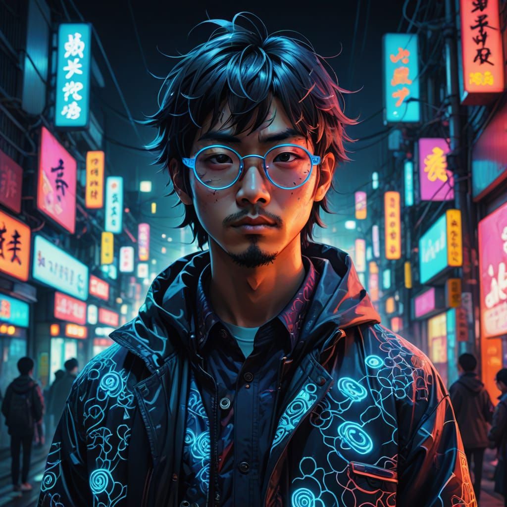 Surreal Japanese Otaku Transformation in Digital Art