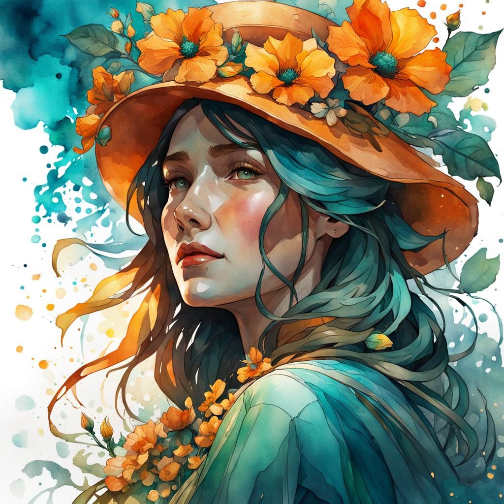 Watercolor Flowers Digital Art in 8k Resolution