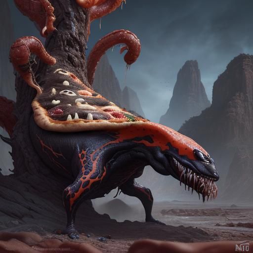 Detailed Pizza Venom Concept Art