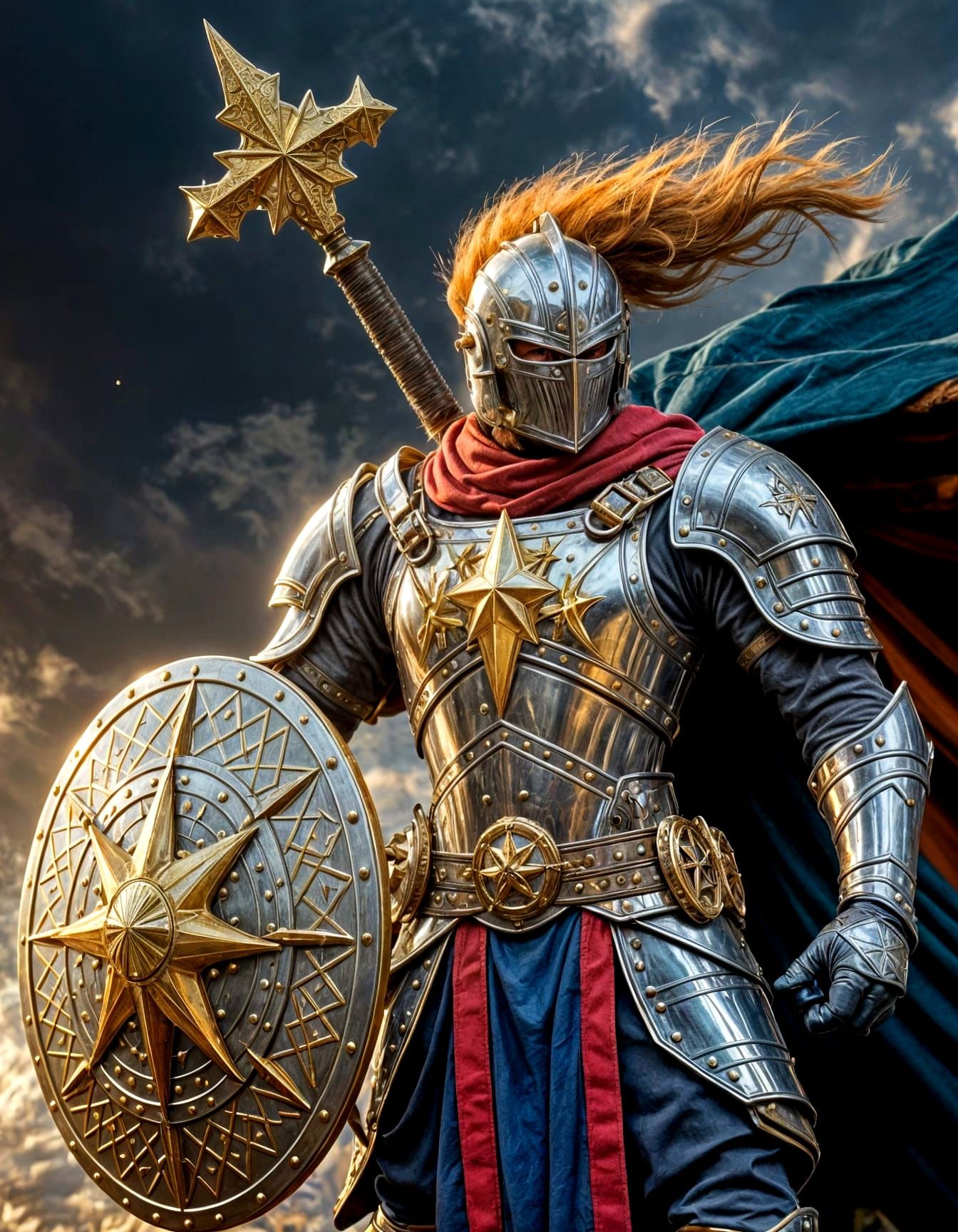 Medieval Knight in Golden Armor