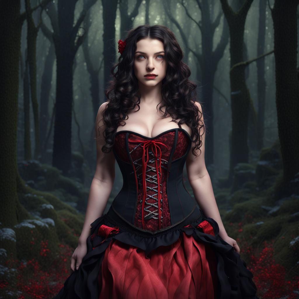 Sorceress Casting Magic in Dark Forest: Fantasy Art