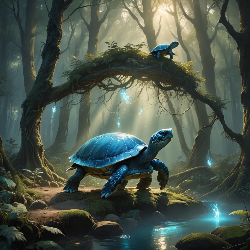 Ethereal Turtle Patronus in Mystical Forest
