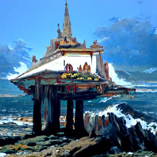 Seaside Temple: Oil Painting in Gurney Style