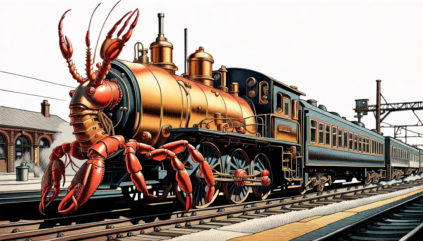 Robot Lobster at Train Station: Copper Plate Etching