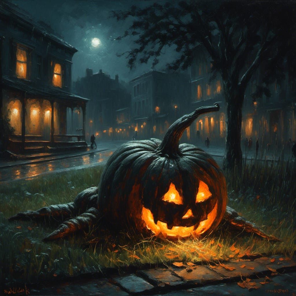 Jack-O-Lantern in Romantic Oil Paint Style