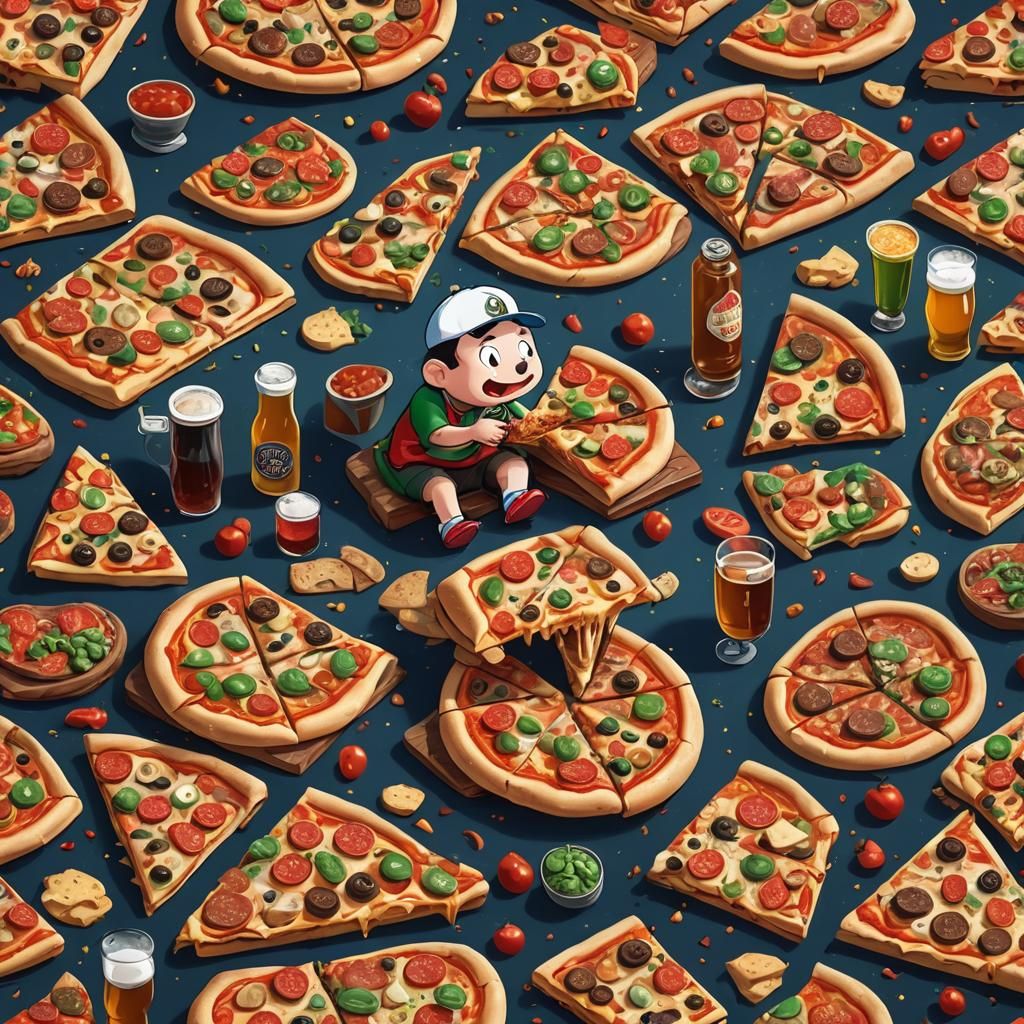 Shinchan Eats Pizza: Detailed Matte Painting
