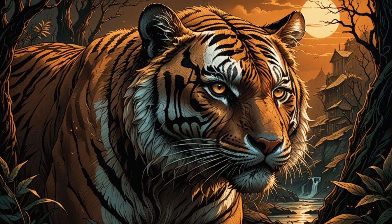 Baroque Tiger in Warm Golden Light