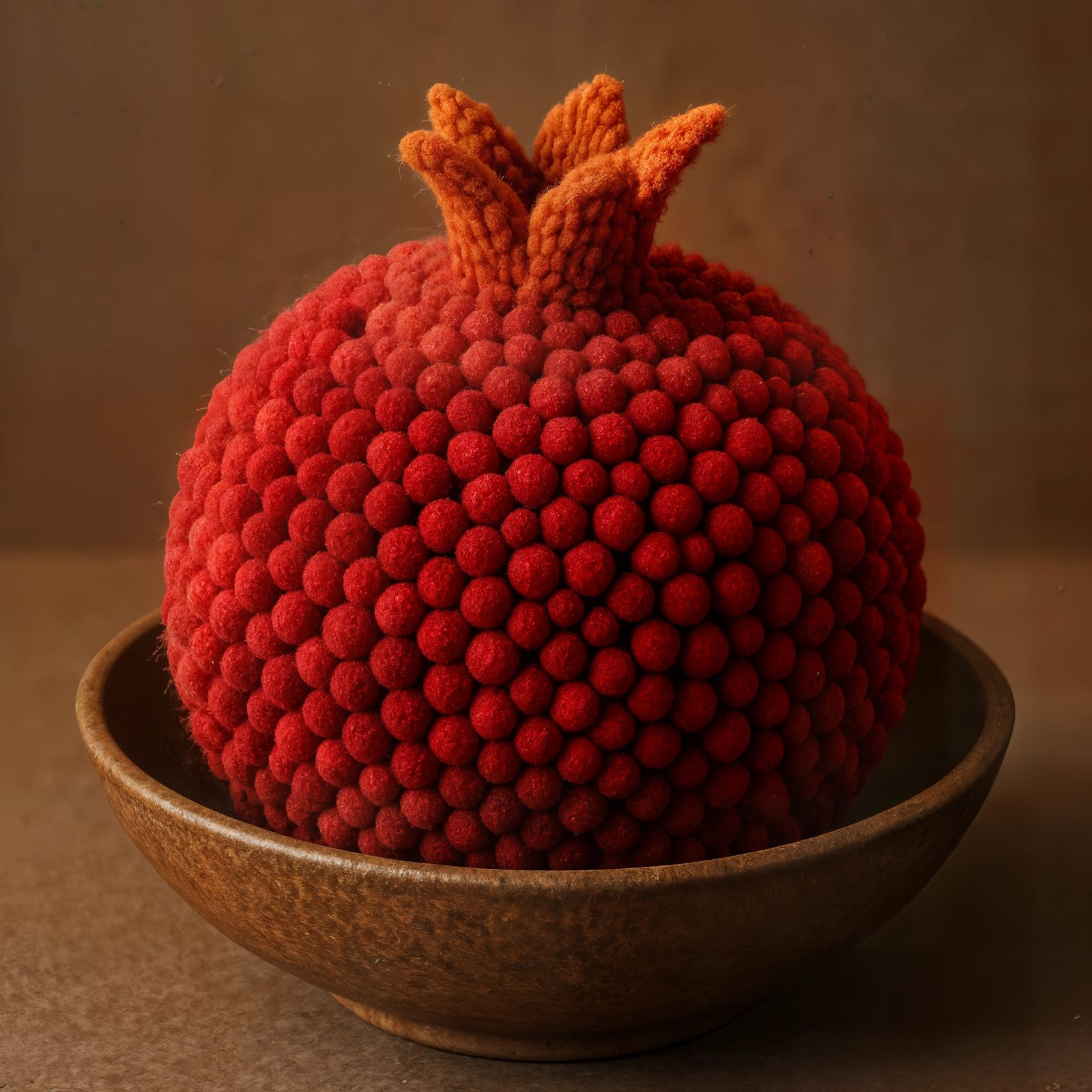 Detailed CGI Pomegranate Made of Pom-Poms