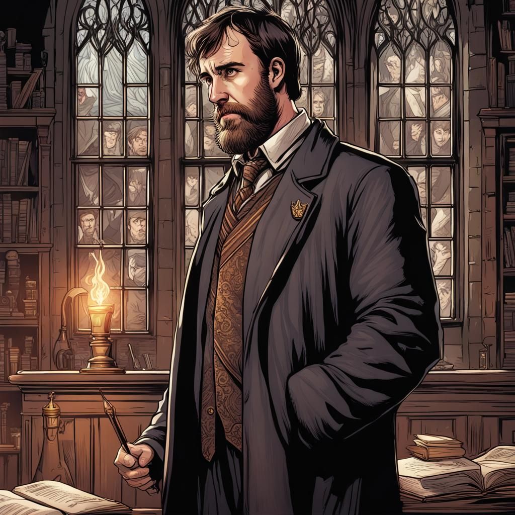 Neville Longbottom: Hogwarts Headmaster in Comic Book Style