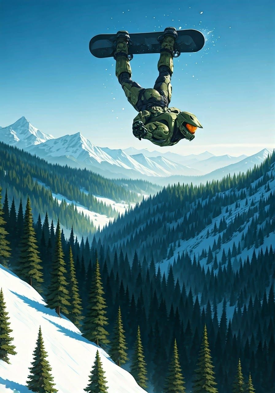Master Chief Skydives onto Snowy Peaks in Futuristic Armor