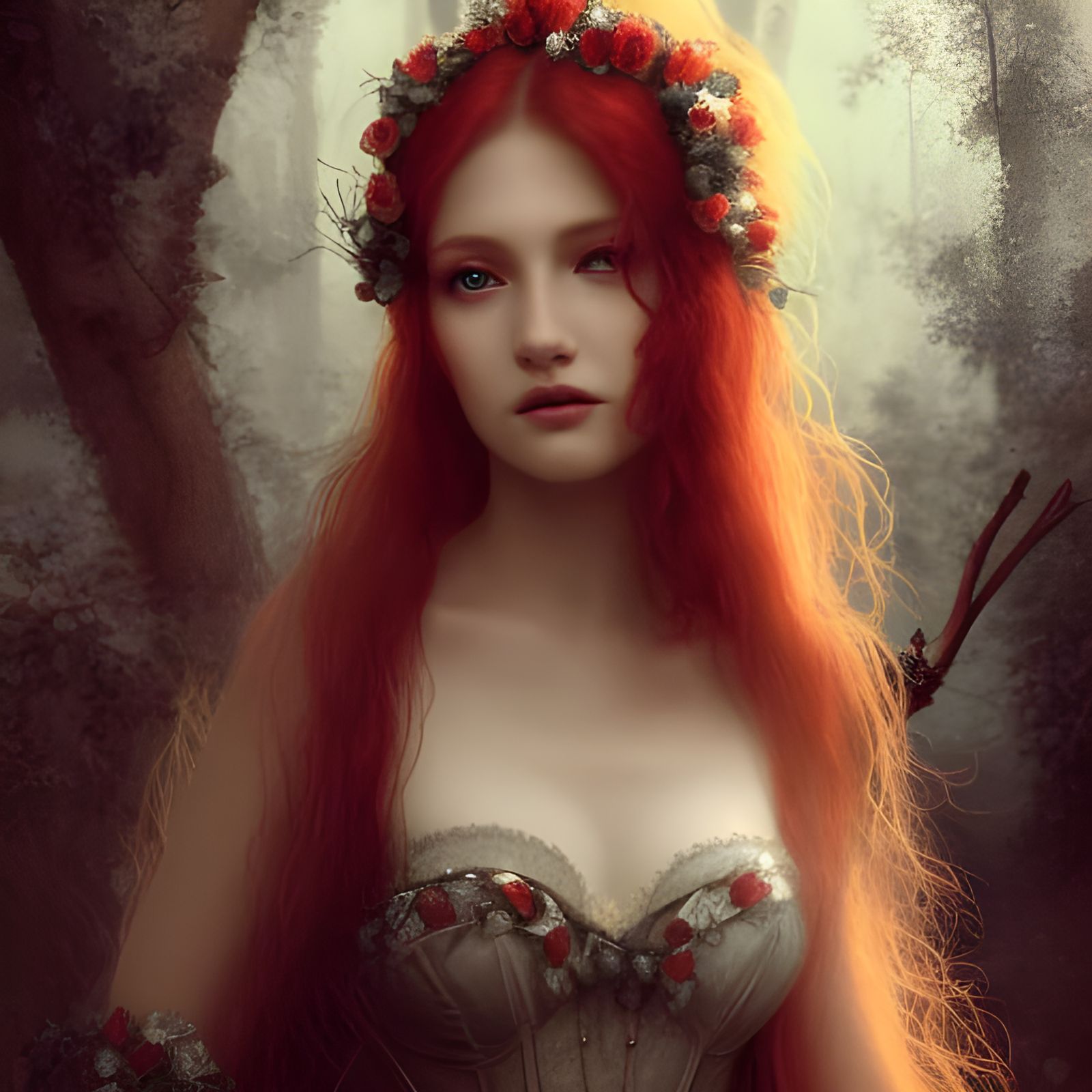 Enchanting Elf Princess Portrait in Romantic Style