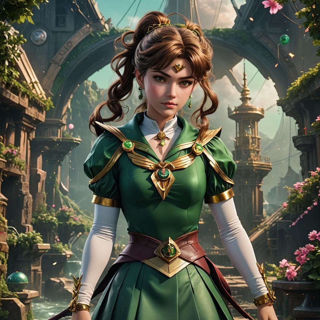 Sailor Jupiter: Detailed Matte Painting in Deep Color