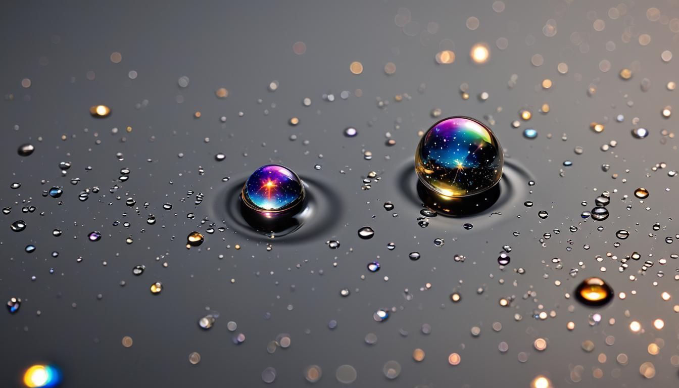 Cosmic Water Droplet Reflecting Stars in Macro
