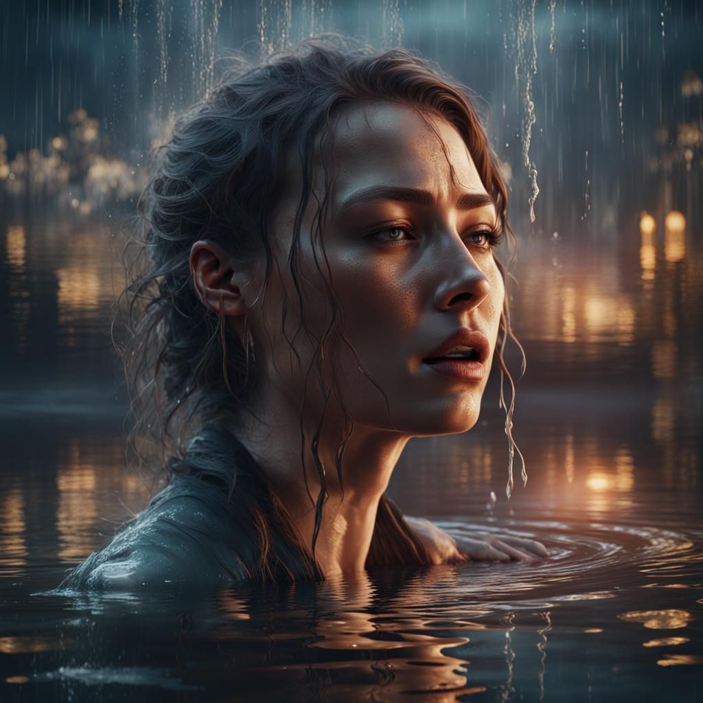 Reflections: Crying Woman in a Fantastical Matte Painting