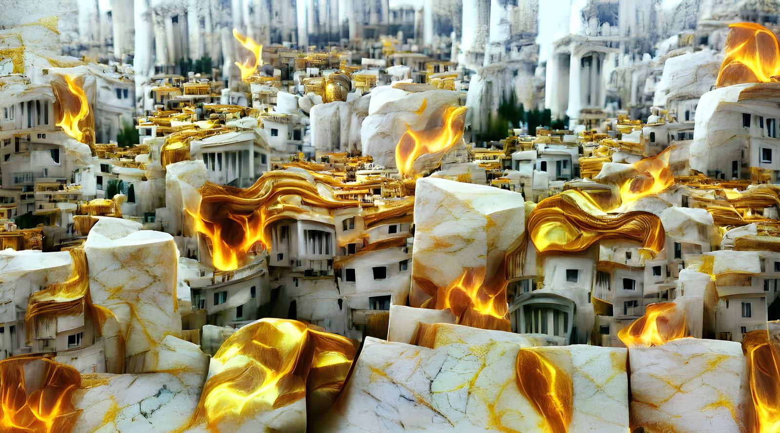 Burning City of Marble and Gold