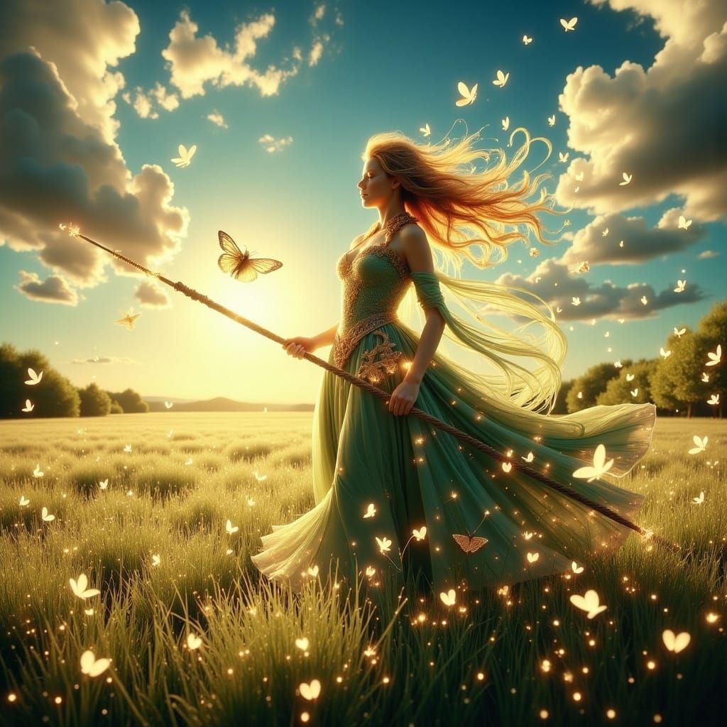 Gaelic Princess Warrior in Glistening Meadow