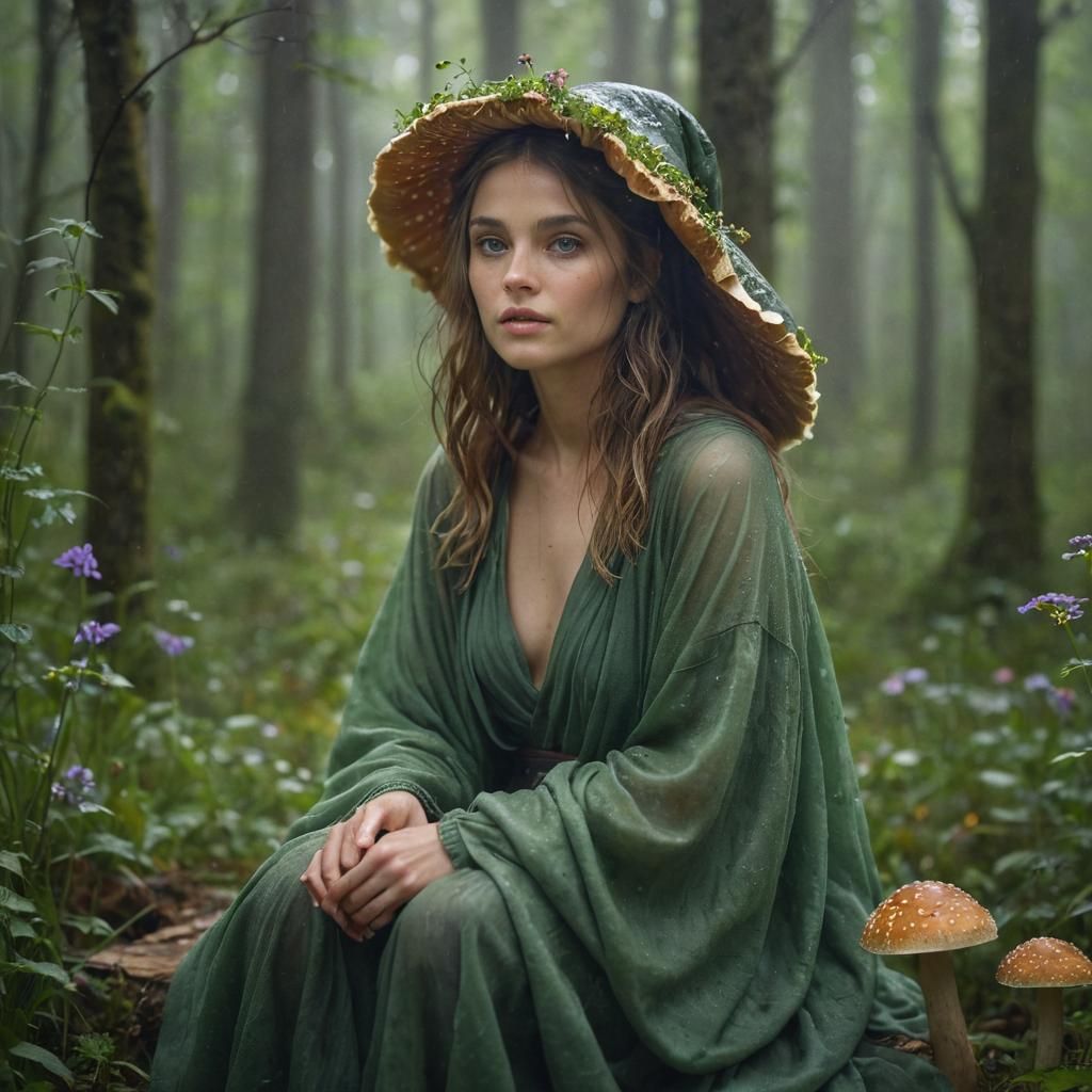 Fairy-Tale Portrait in Misty Forest