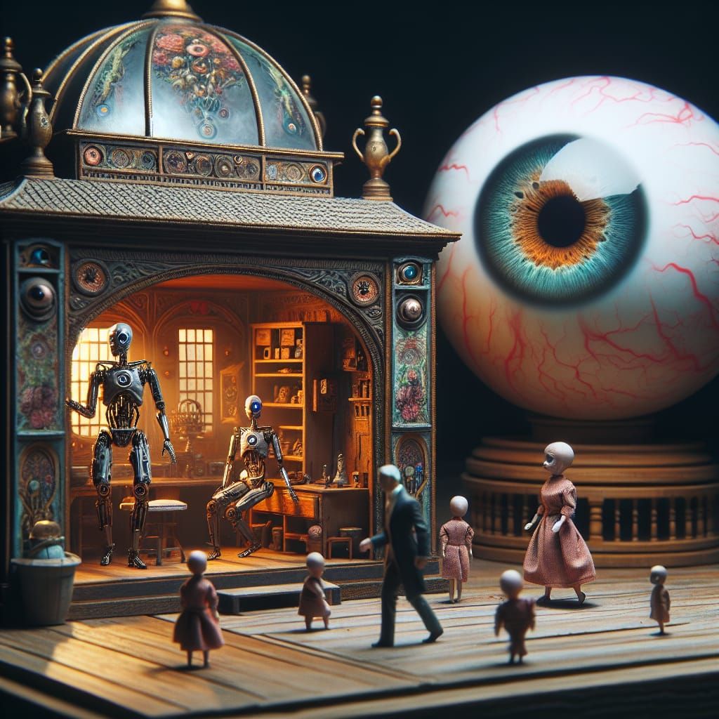 Cyborg Dolls Meet Curious Eyeball in Dollhouse