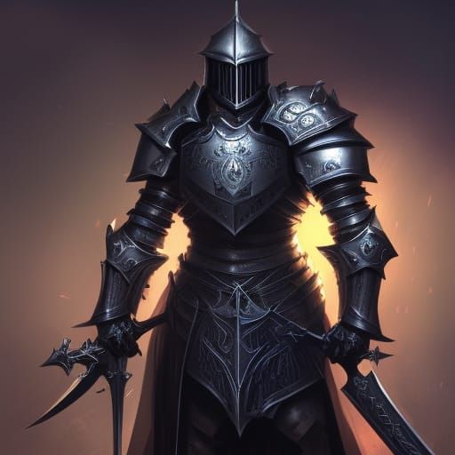 High Gothic Dark Paladin in Detailed Armor