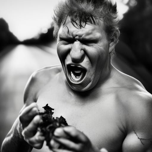 Wrestler Rick Flair Portrait Eating Salad