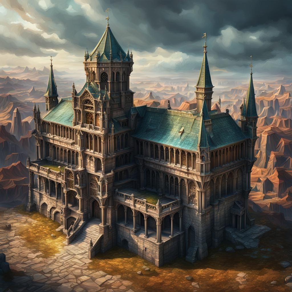 Epic gigantic medieval fantasy library