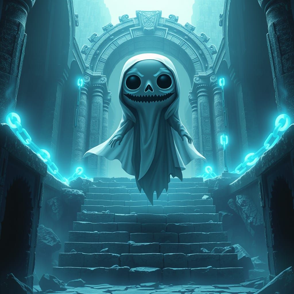 Ethereal Ghost Figure in Funko Pop Style