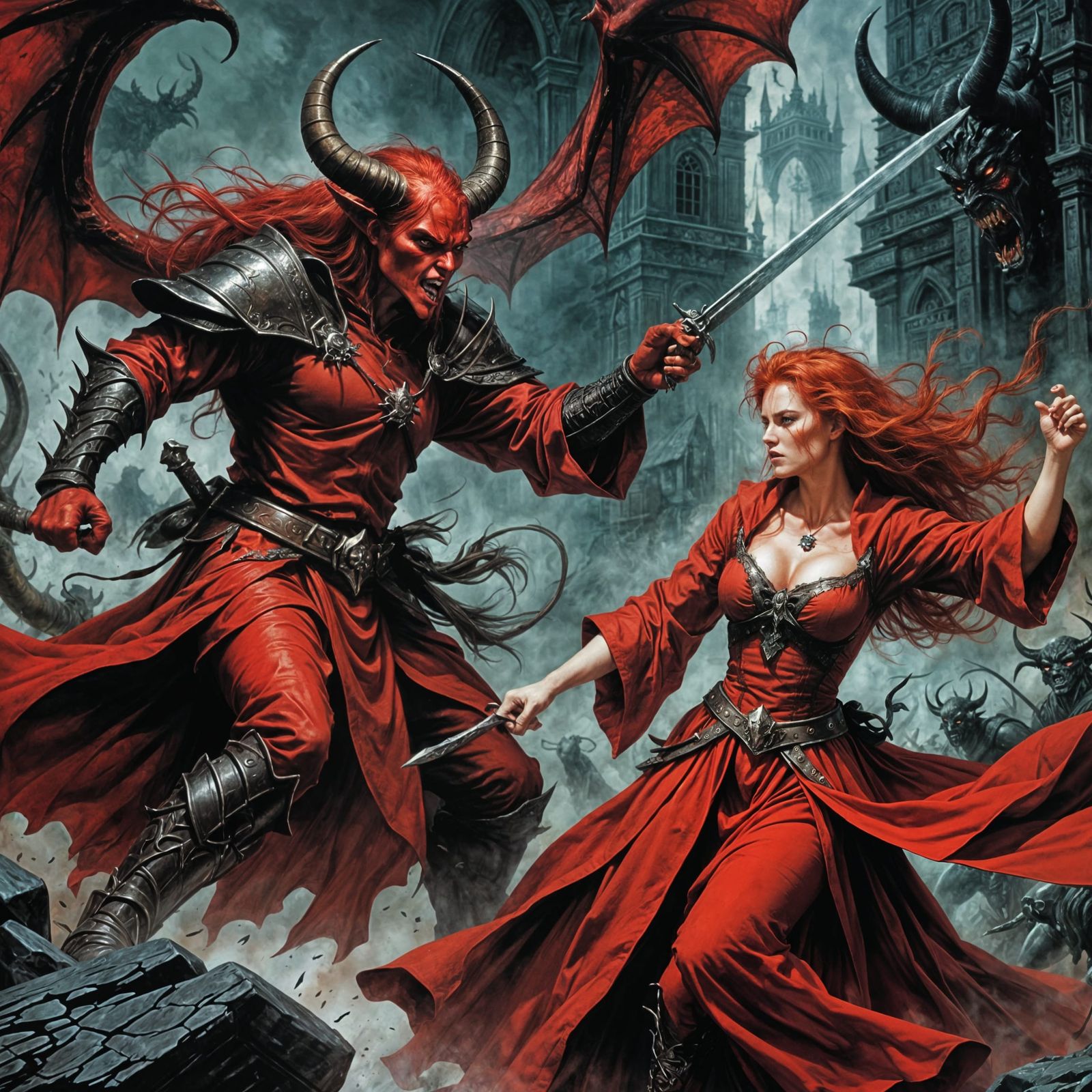 Red Witch vs. Red Demon: Comic Book Fantasy