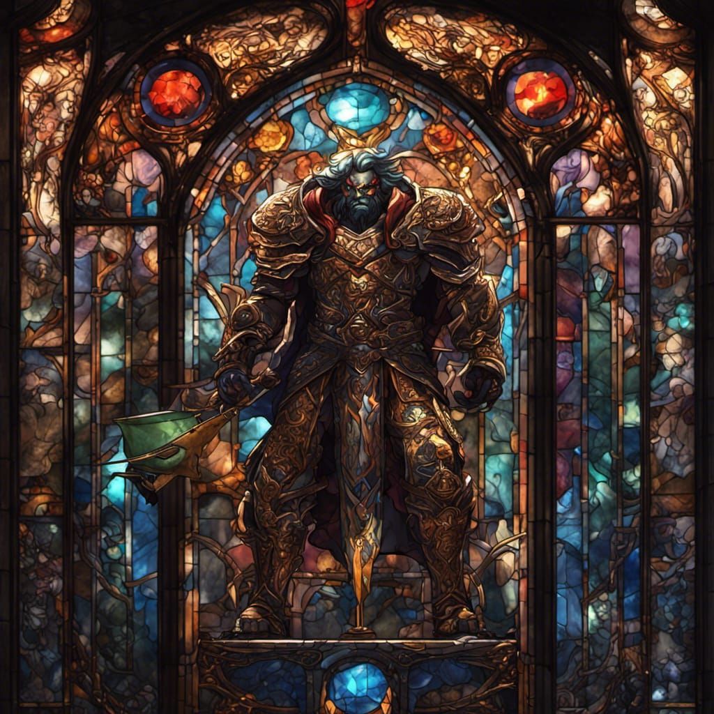 Stained Glass Ganondorf: Dark Fantasy Art Nouveau