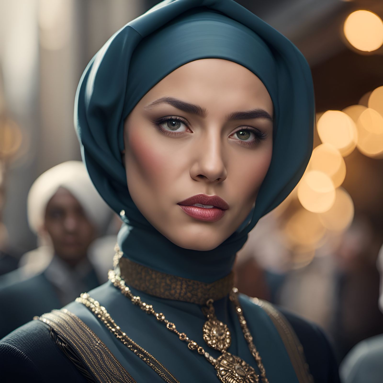 German Girl in Hijab: Hyperrealistic Portrait