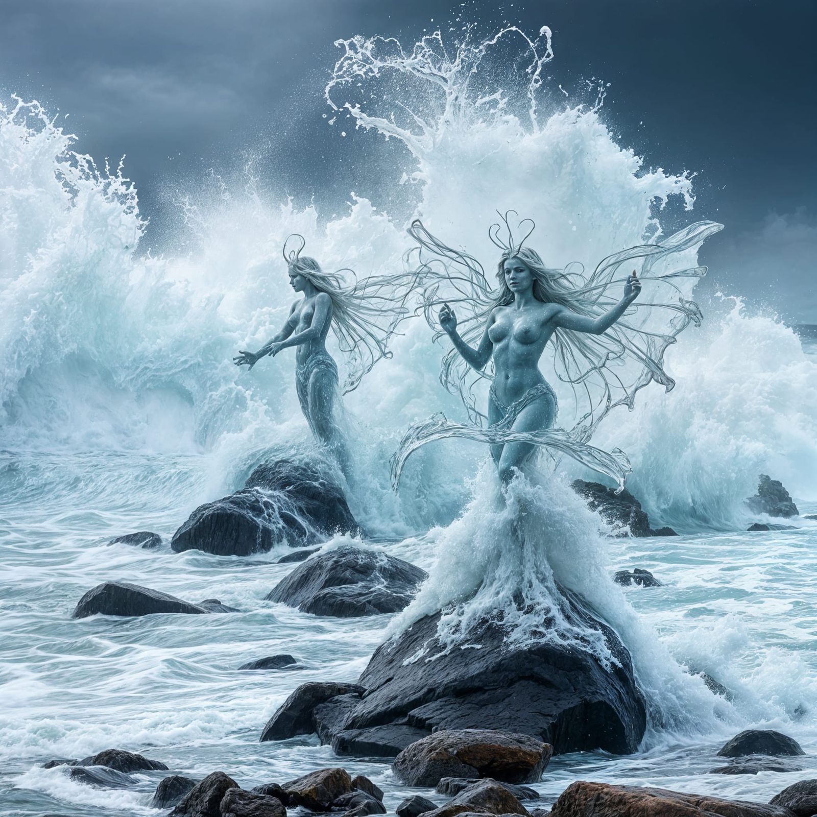 Sirens of the Ocean in Abstract Water Forms