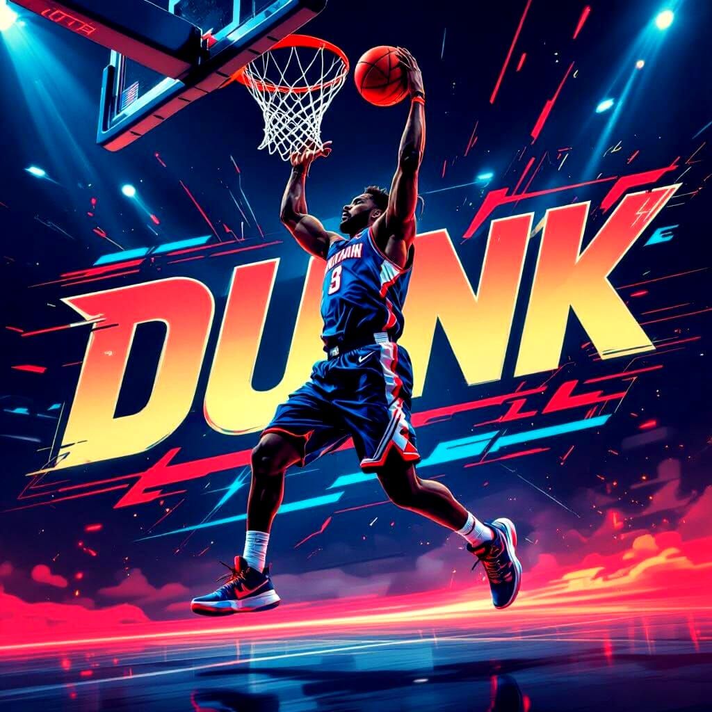 Dynamic Basketball Slam Dunk Poster Design