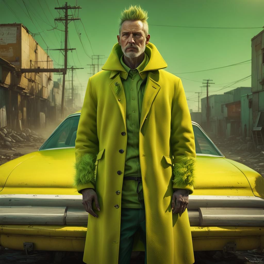 Man in Yellow Coat: Neonpunk Conceptual Art