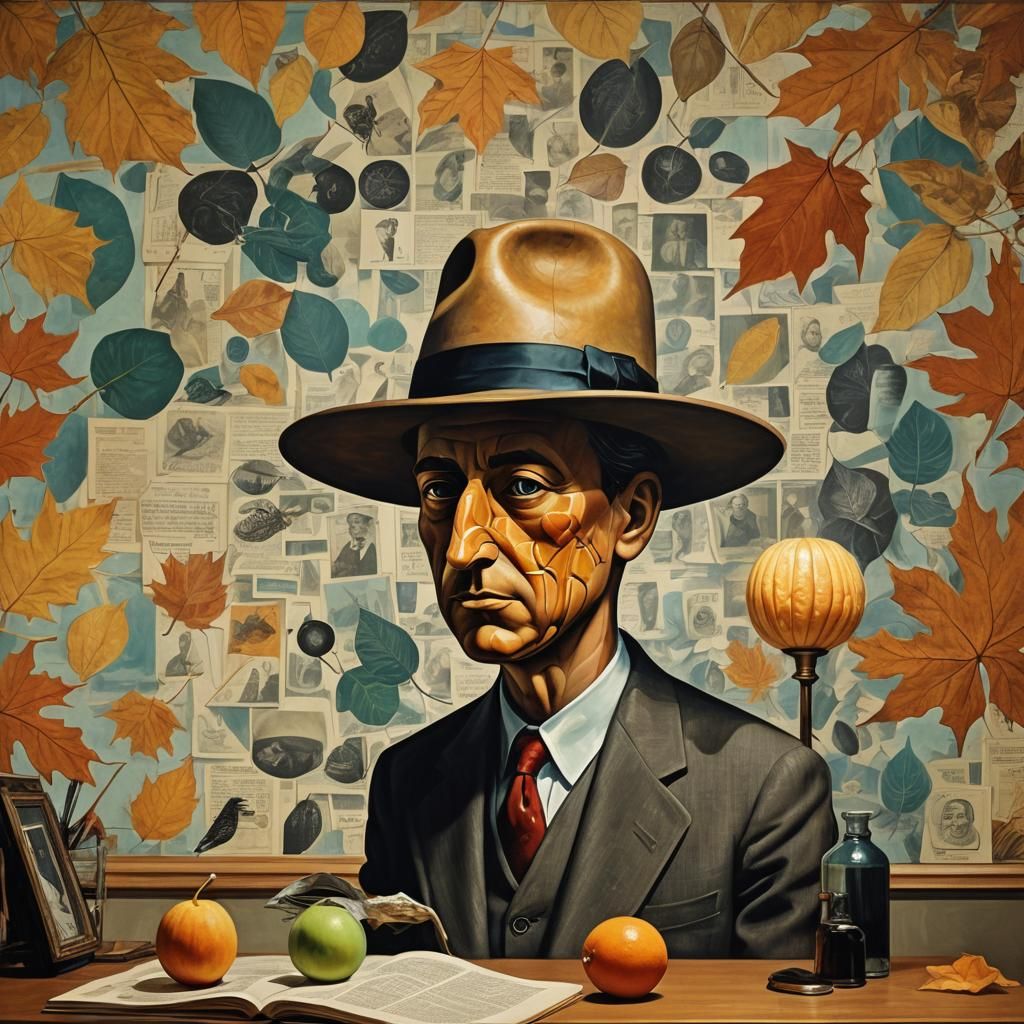 Surreal Sci-Fi Lithograph with Animal Totem