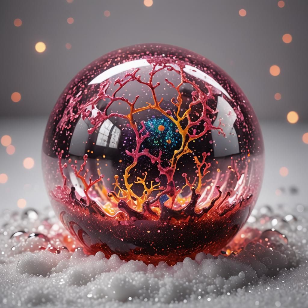 Fluorescent Glitter Sphere in Cinematic Light