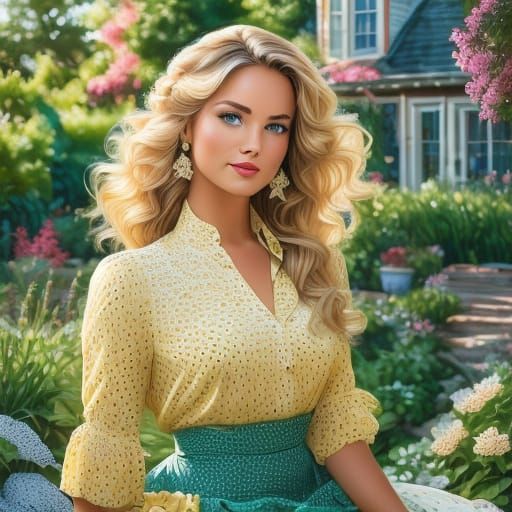 Woman Relaxing in Garden Sunlight