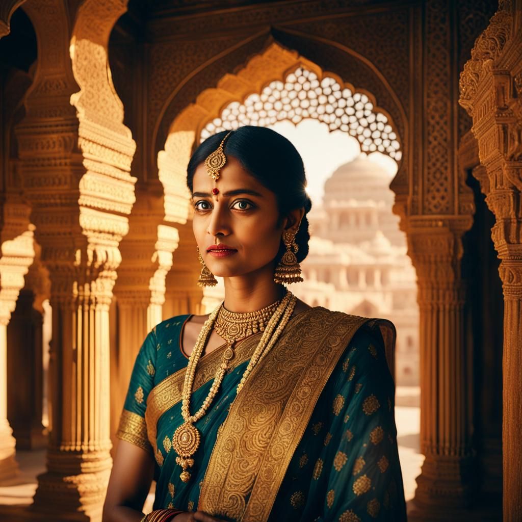 Indian Princess Queen in Ancient Palace: Cinematic Style